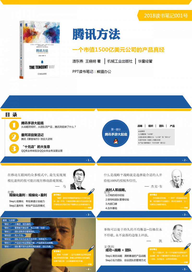腾讯方法读书笔记PPT作品