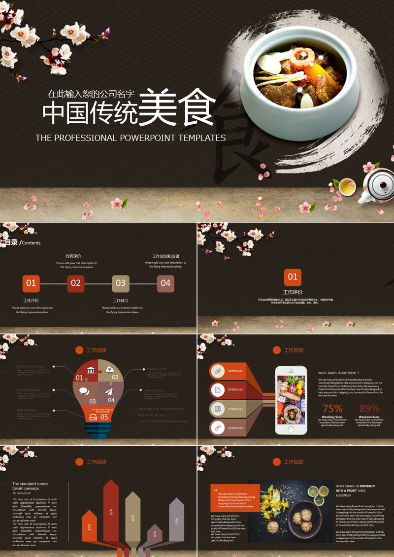 中国传统美食工作总结ppt模板