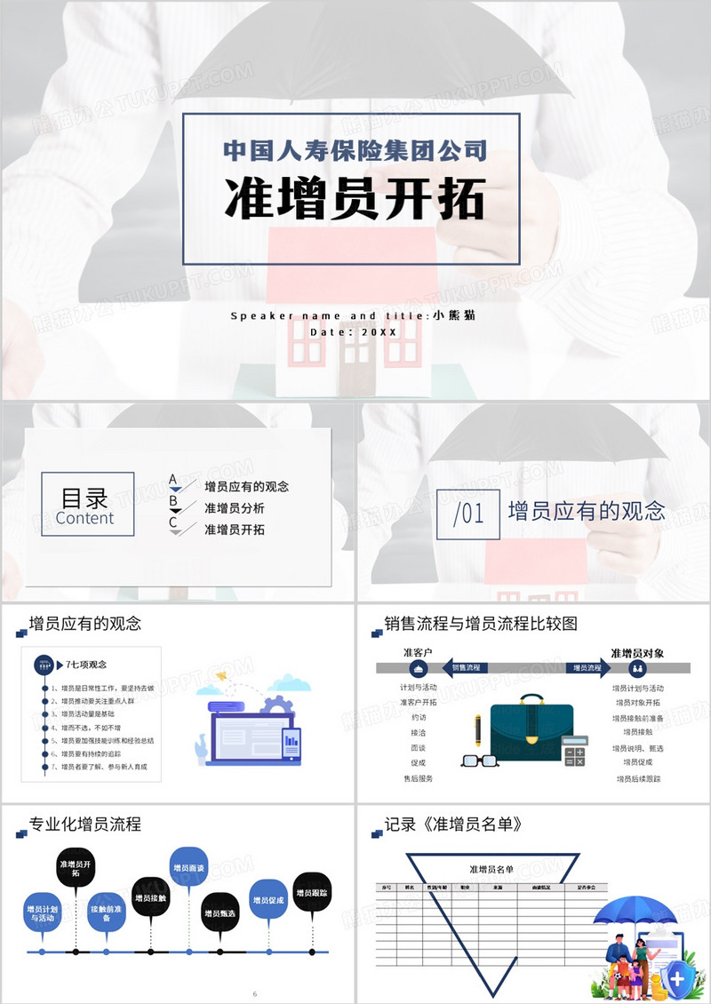 简约人寿保险集团公司增员开拓PPT模板
