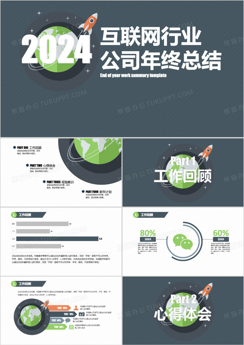 互联网行业公司年终总结PPT模板