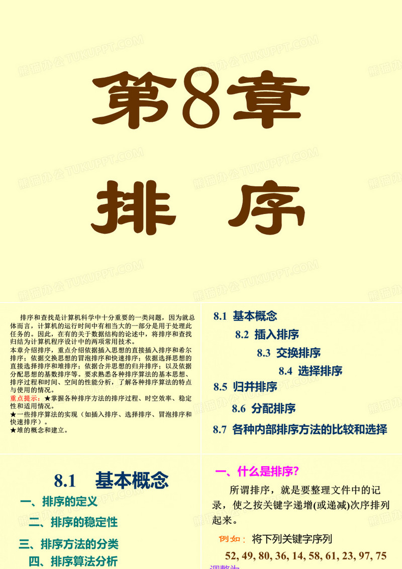 数据结构、排序(插入排序、选择排序、冒泡排序和快速排序)