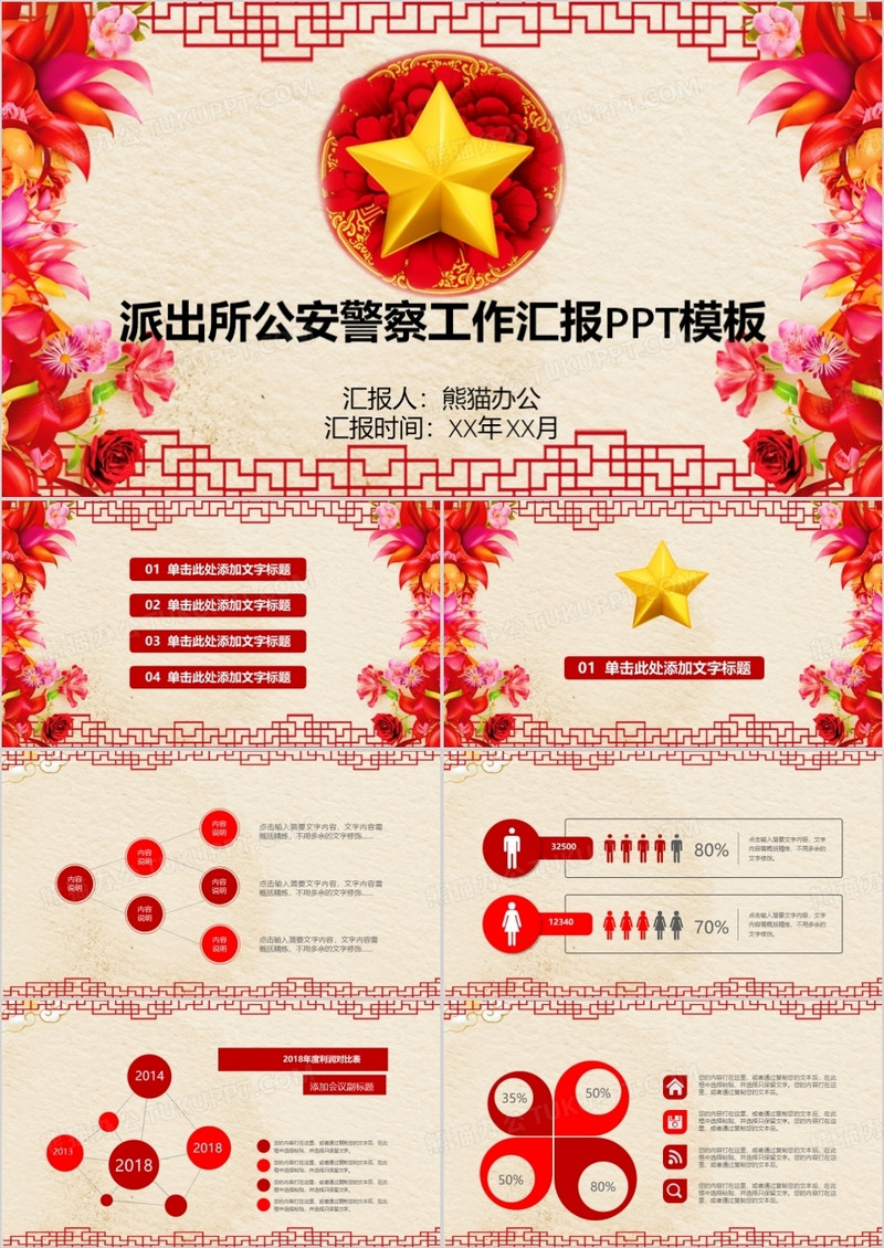 派出所公安警察工作汇报PPT模板