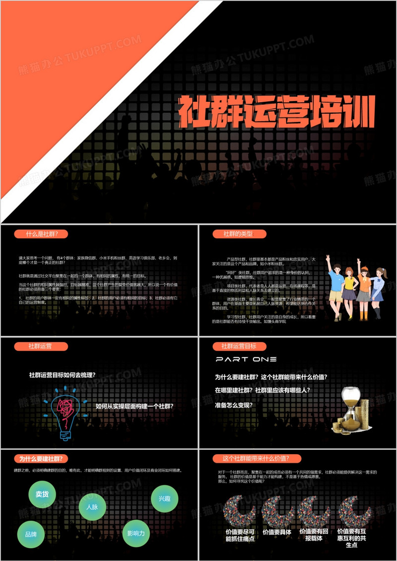 橙色简约社群运营培训PPT模板