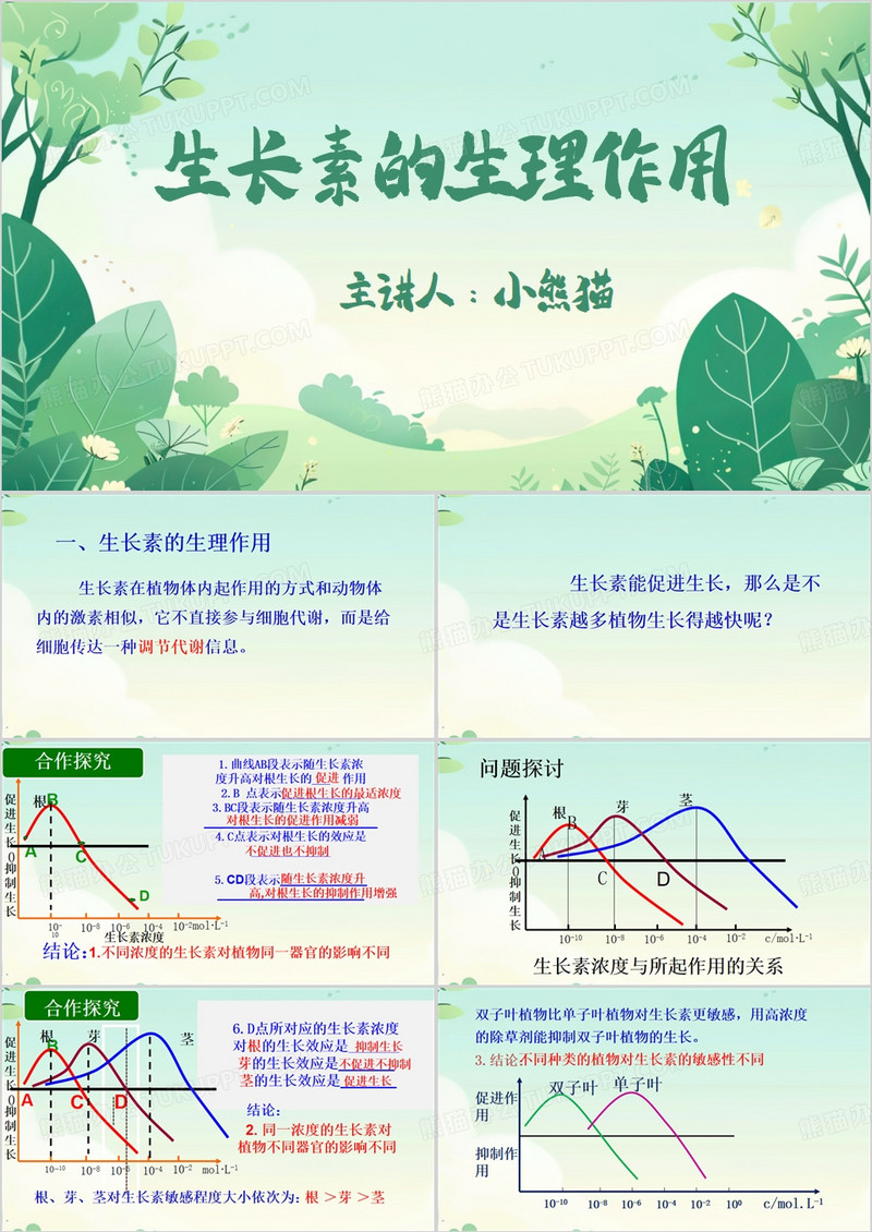 绿色清新风生长素的生理作用PPT模板
