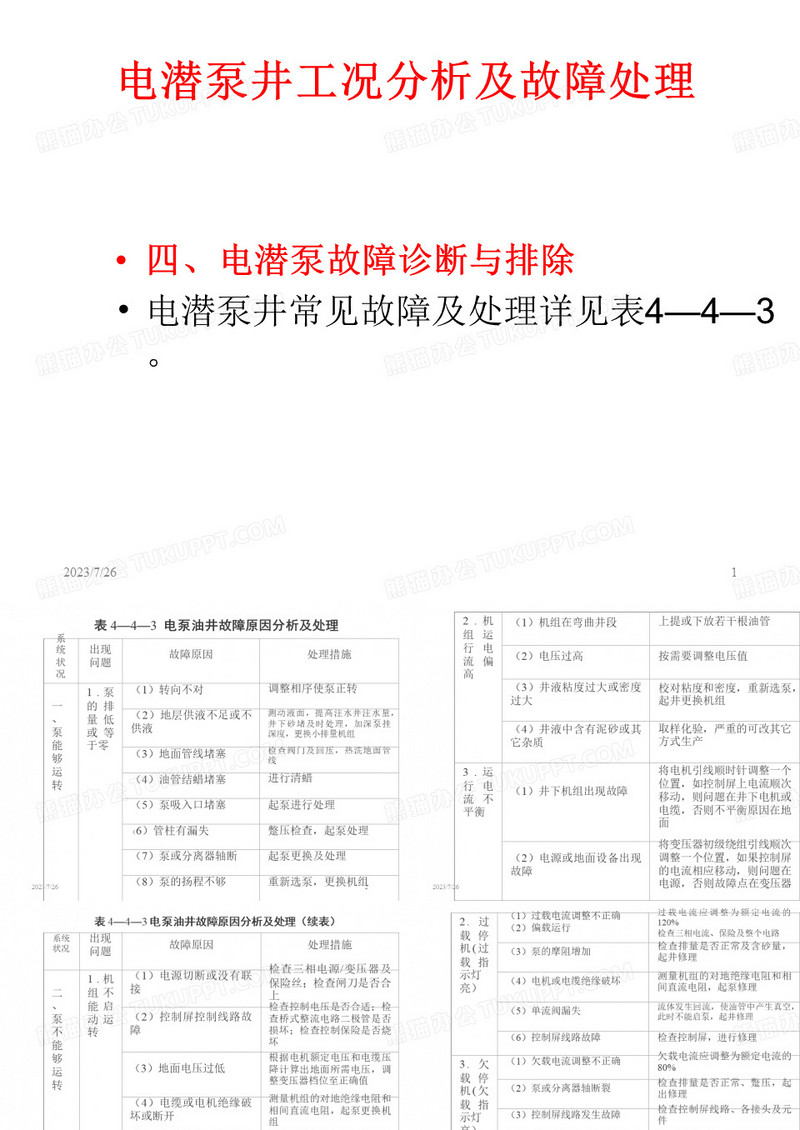 电潜泵故障分析