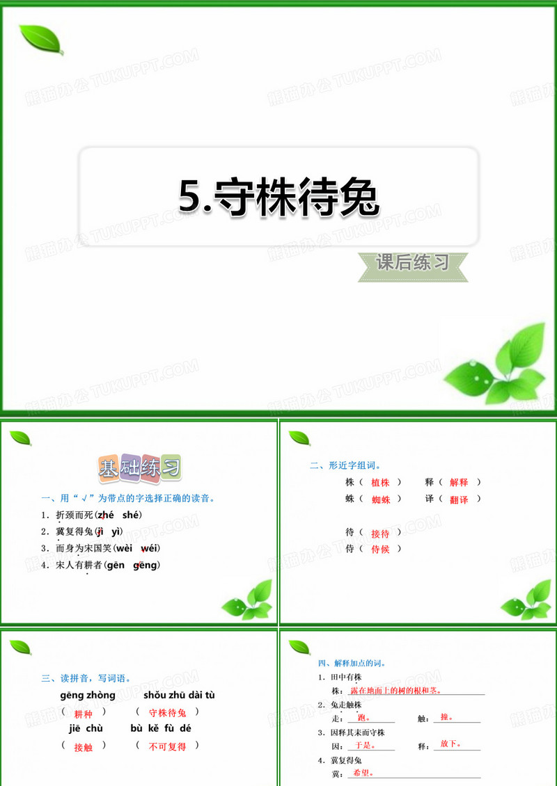 《守株待兔》习题课件