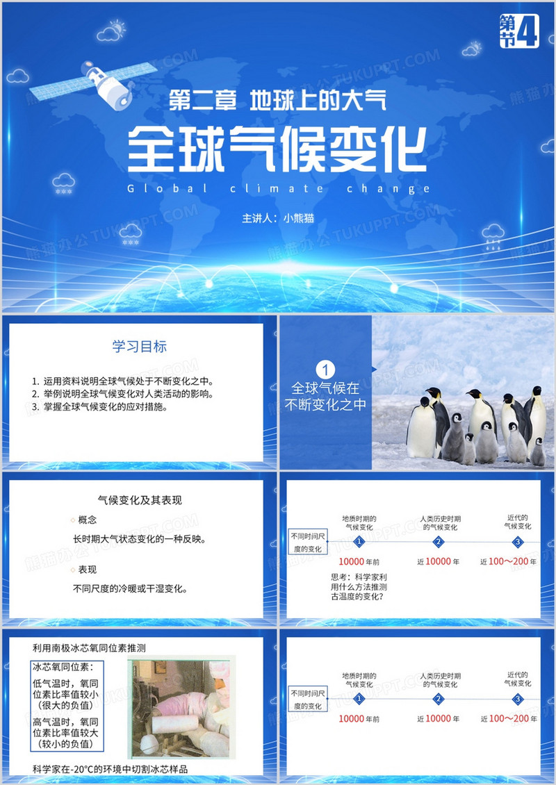 蓝色简约风全球气候变化PPT模板