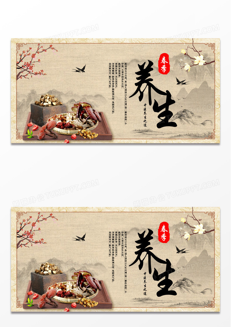 简约时尚古风春季中医中药养生展板