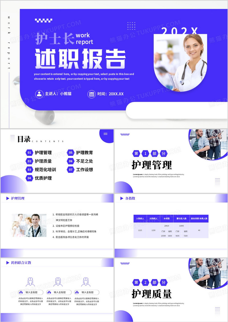 医疗机构护士长述职报告PPT模板
