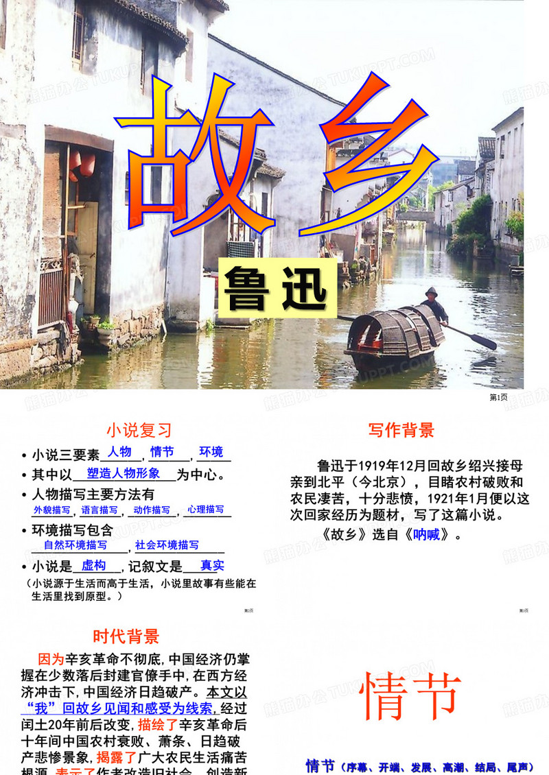 鲁迅《故乡》优秀公开课教案全省公开课一等奖省赛获奖PPT课件