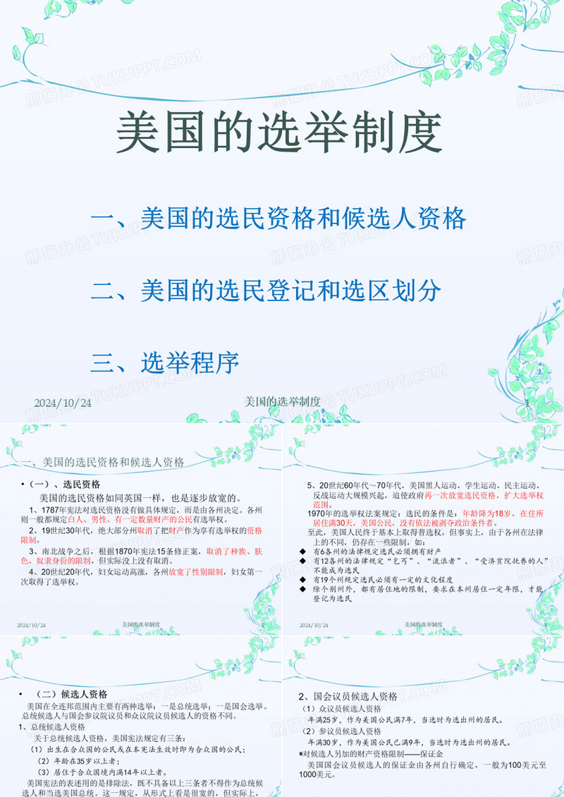 美国的选举制度[优质ppt]