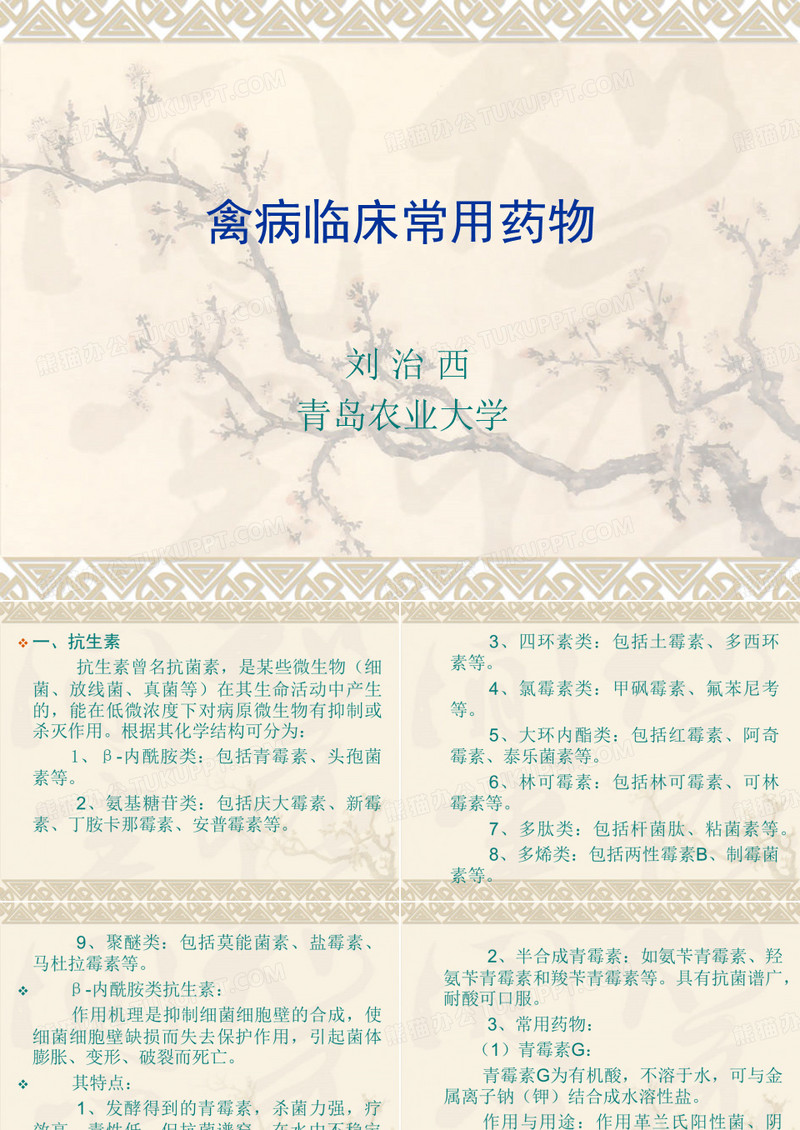 禽病临床常用药