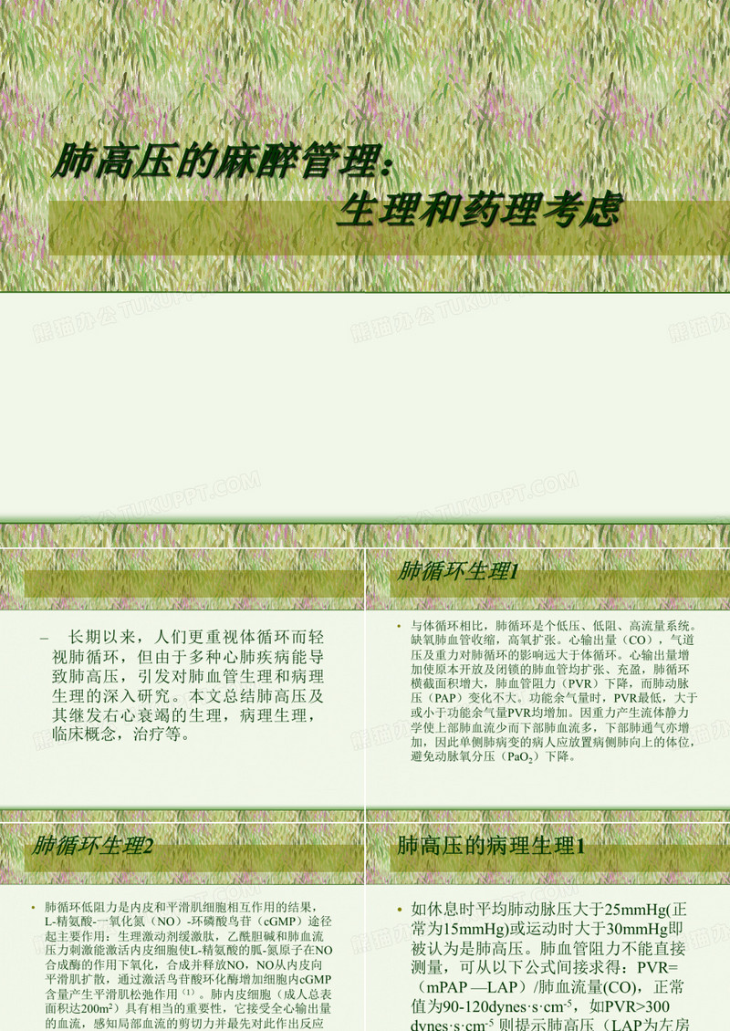 肺高压的麻醉处理生理和药理考虑