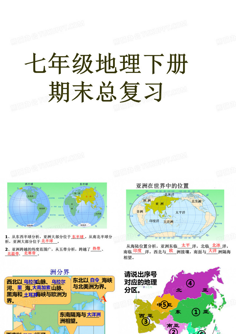 七年级地理下册总复习课件