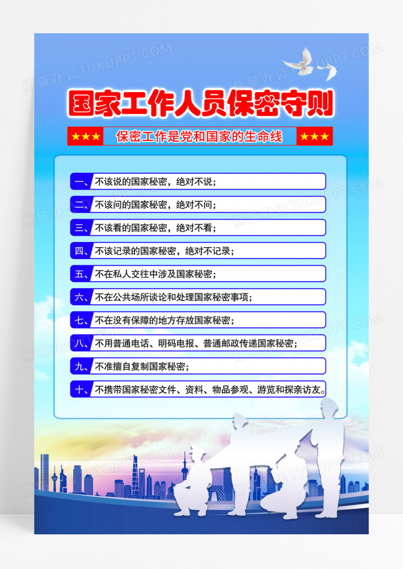 国家工作人员保密守则国家安全保密海报