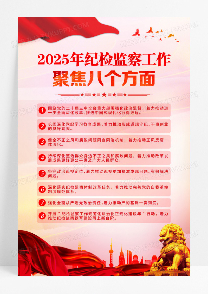 2025年纪检监察工作聚焦八个方面海报