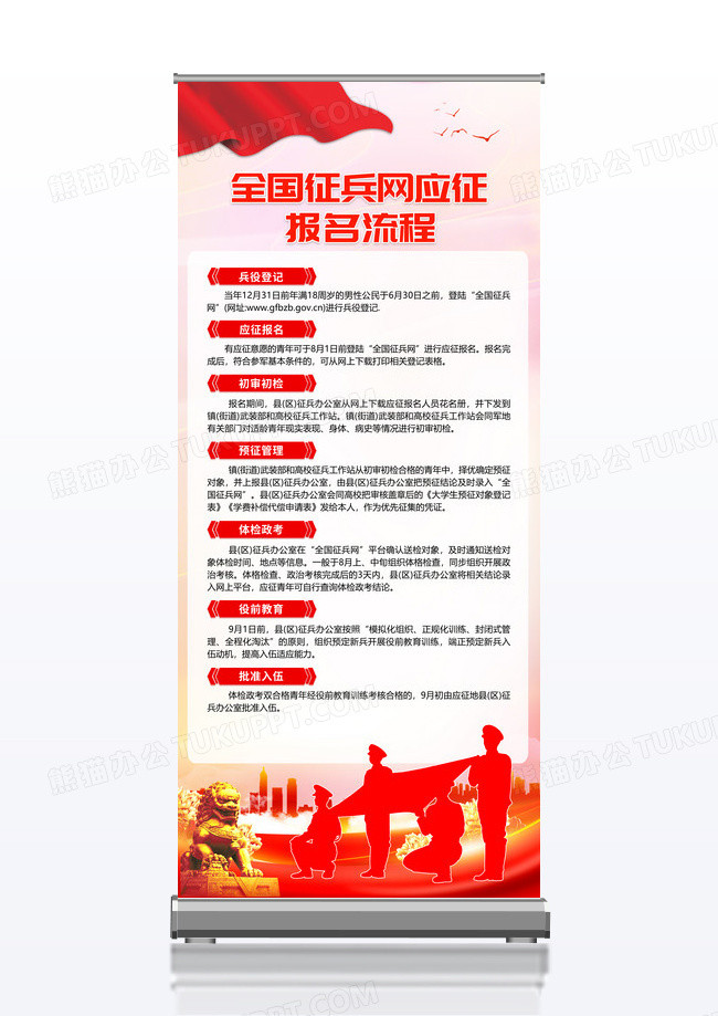 红色大气2025年征兵流程展架