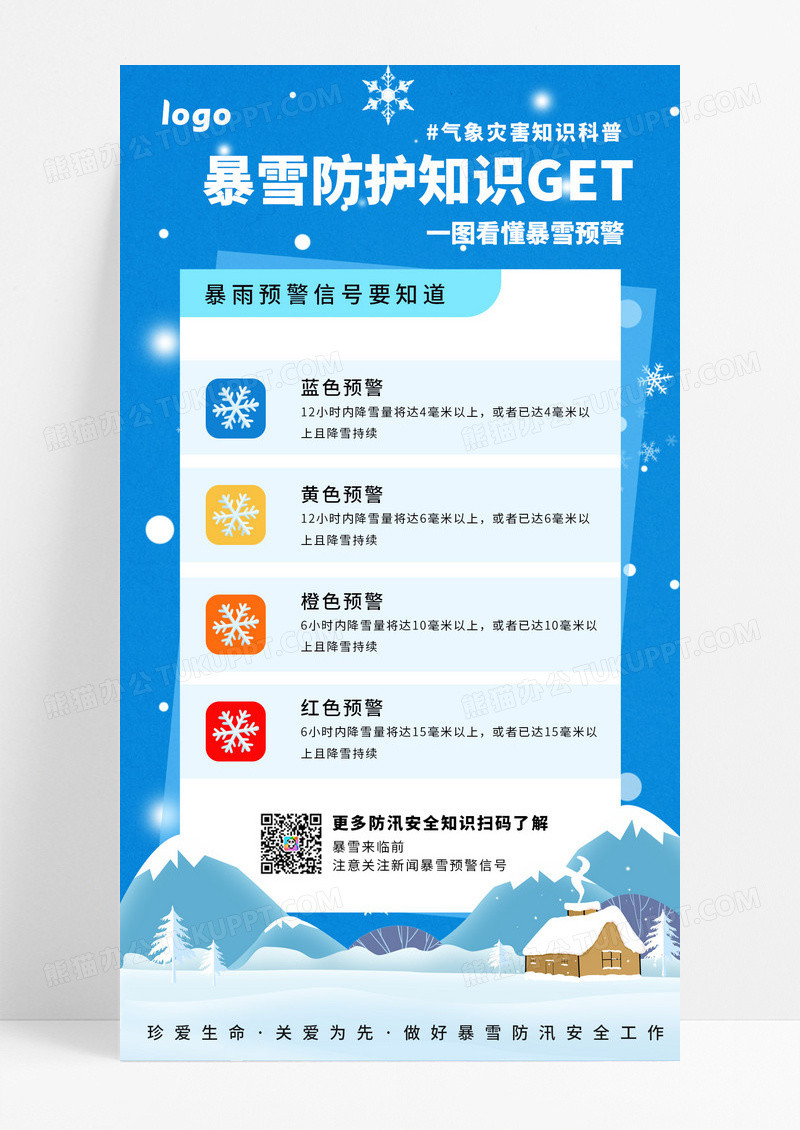 简约大气蓝色暴雨防涝知识宣传海报