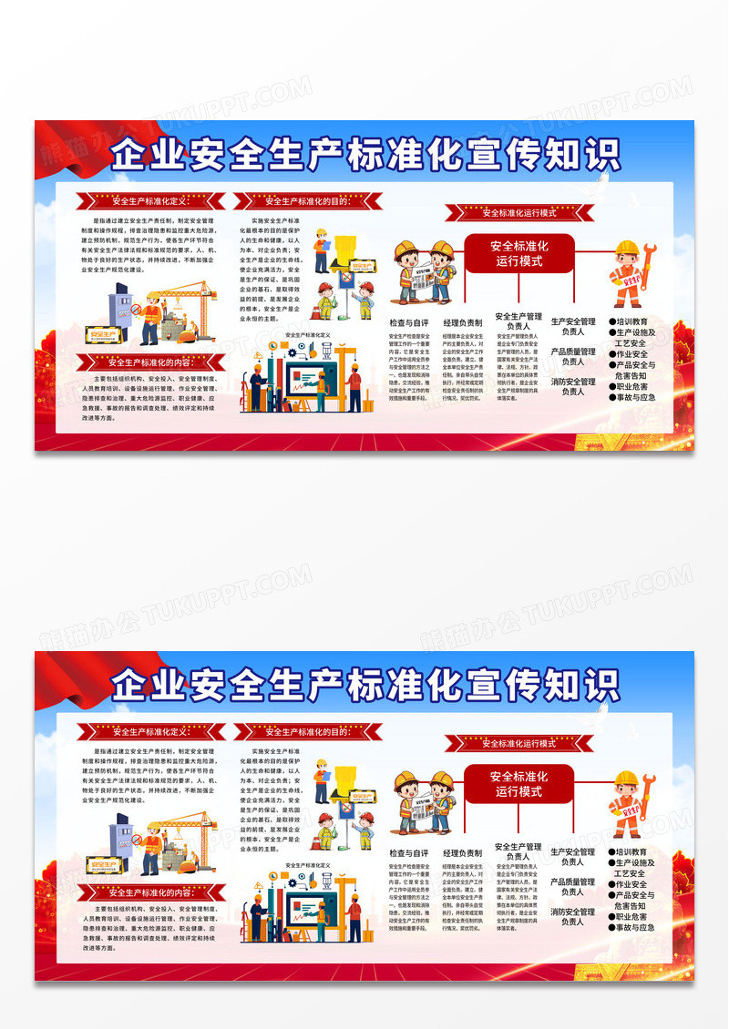 简约红色大气企业安全生产标准化宣传展板