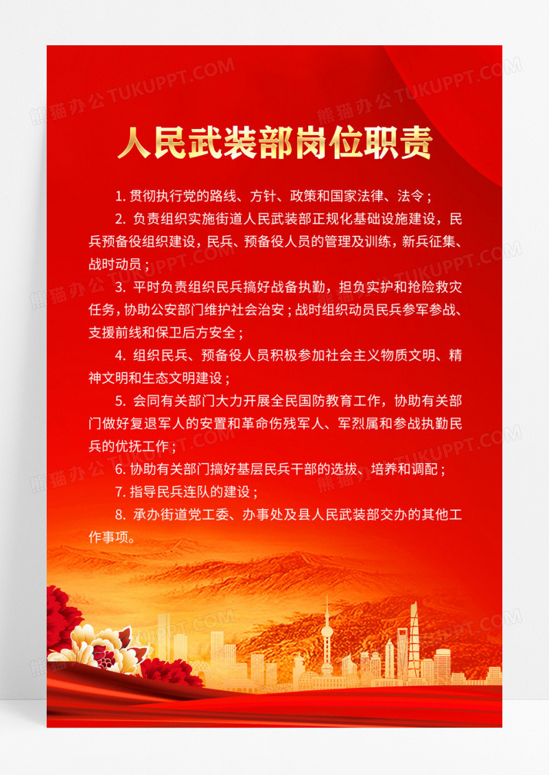 红色人民武装部岗位职责海报