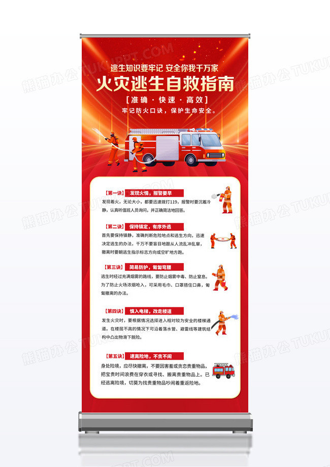 火灾逃生自救指南易拉宝设计