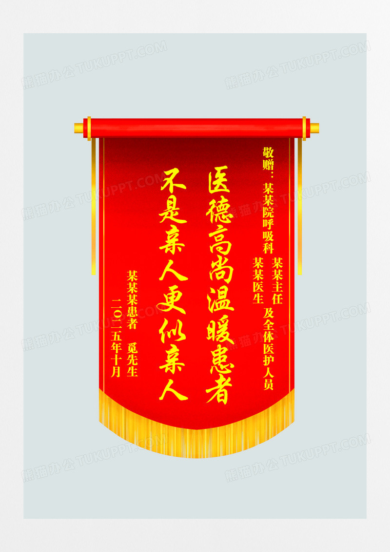 大气简约医疗医德锦旗丝绒锦旗设计