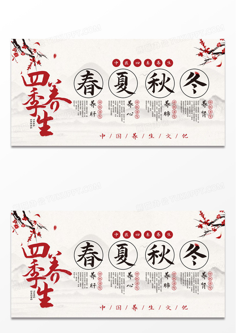 简约古典中国风四季养生中医养生健康文化宣传栏展板