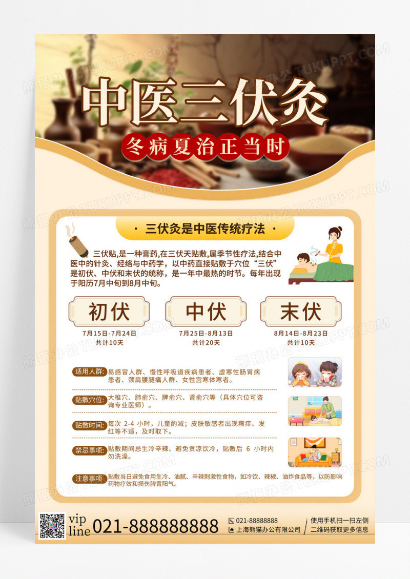 中国风简约中医冬病夏治三伏贴冬病夏治三伏天健康宣传海报