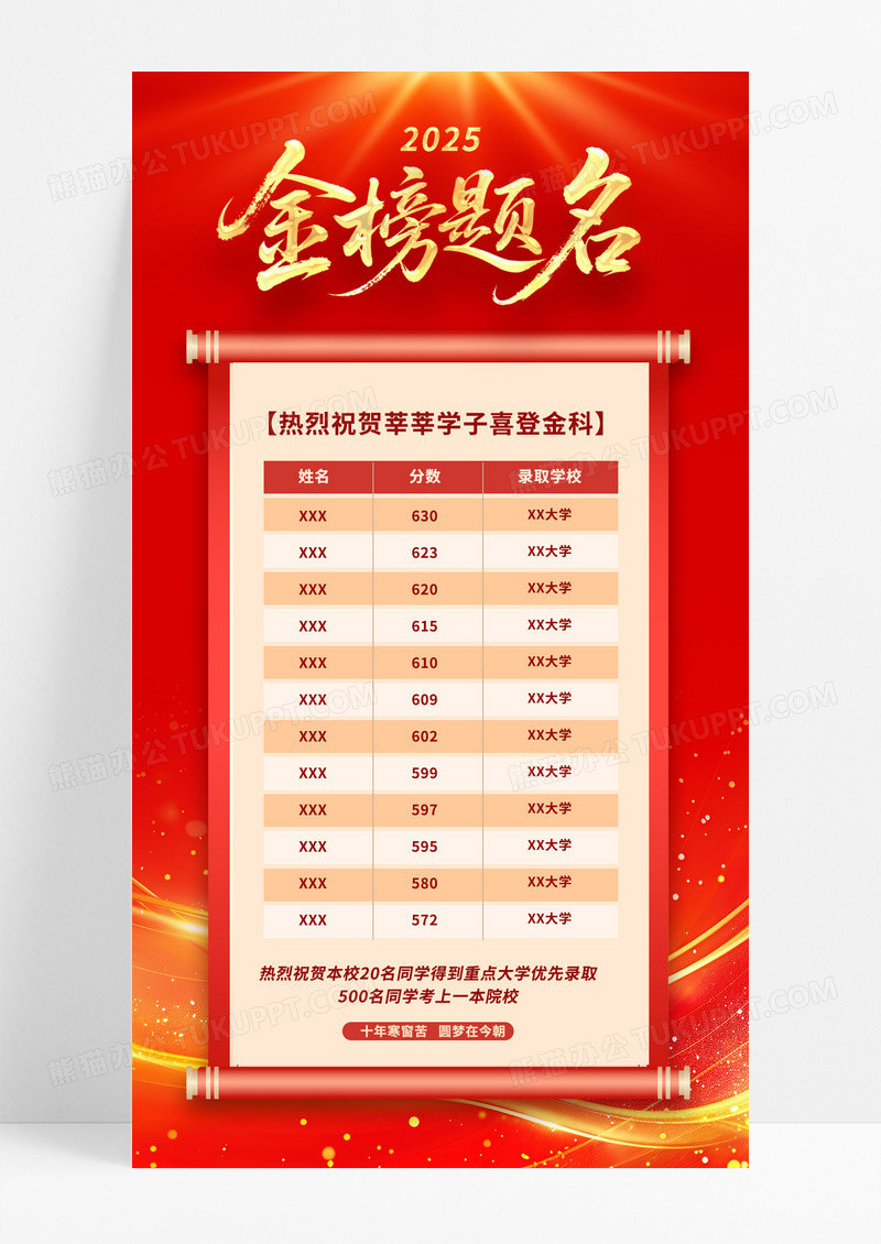 潮流大气书法古风高考喜榜喜报公告手机海报