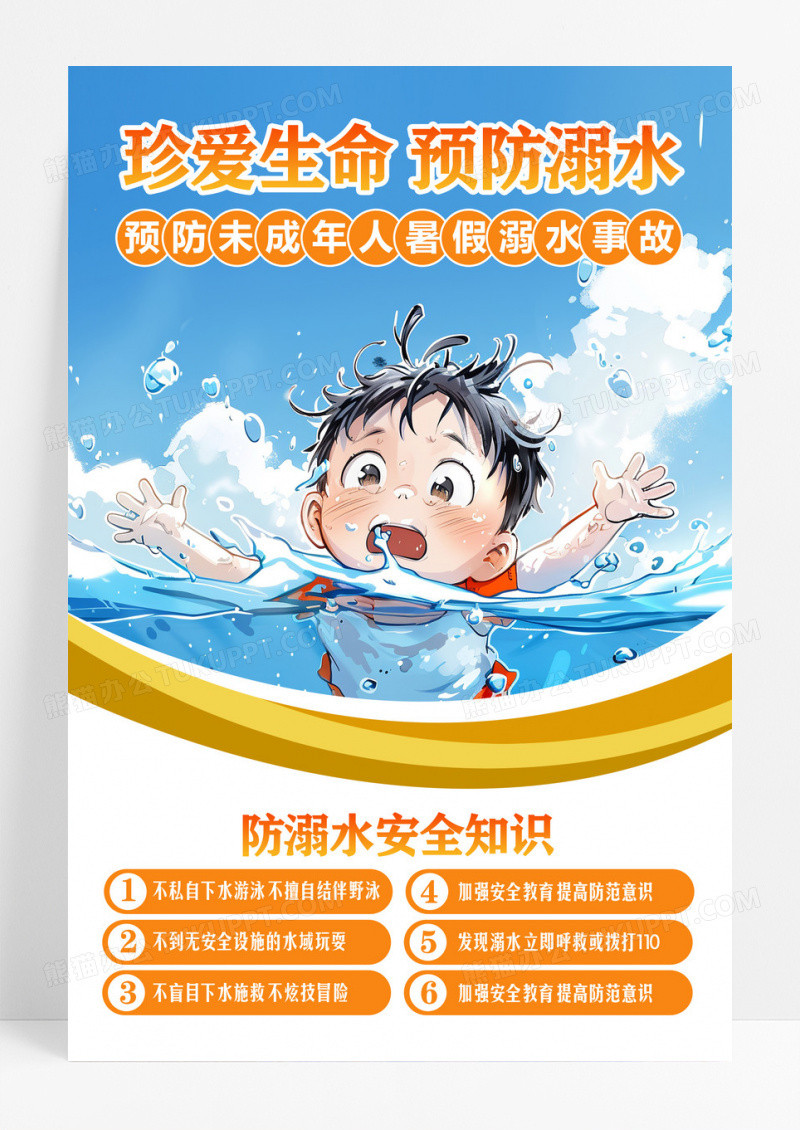 预防溺水安全知识公益海报