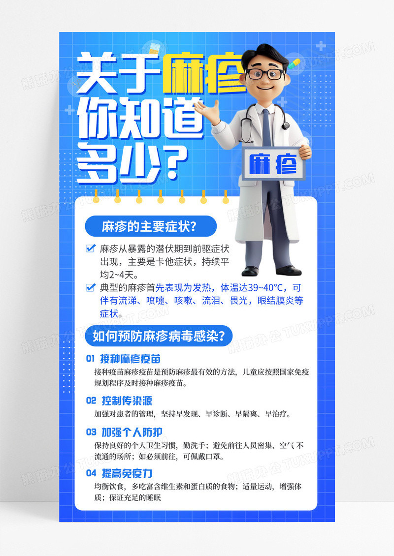 蓝色渐变麻疹医疗科普疾病预防科普手机宣传海报