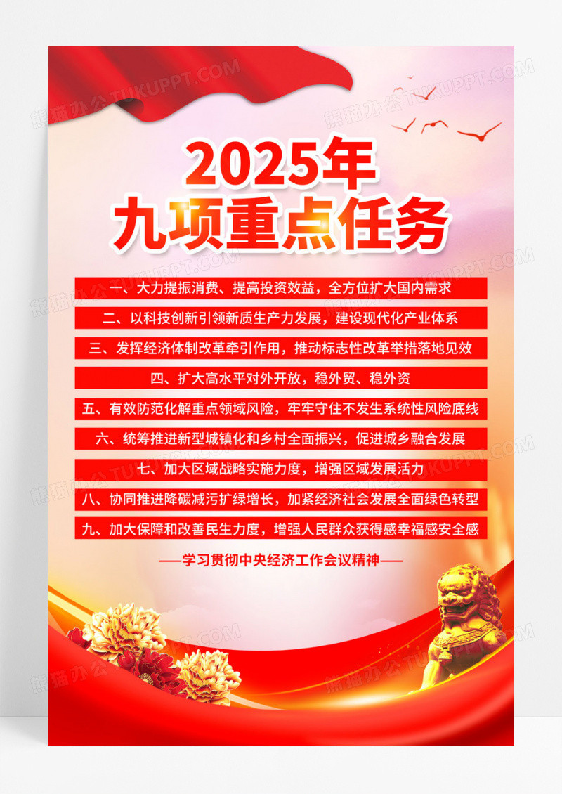 2025年经济工作九项重点任务海报宣传单