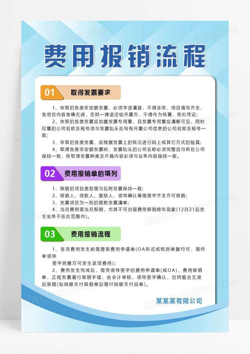 蓝色简约大气科技商务风费用报销流程