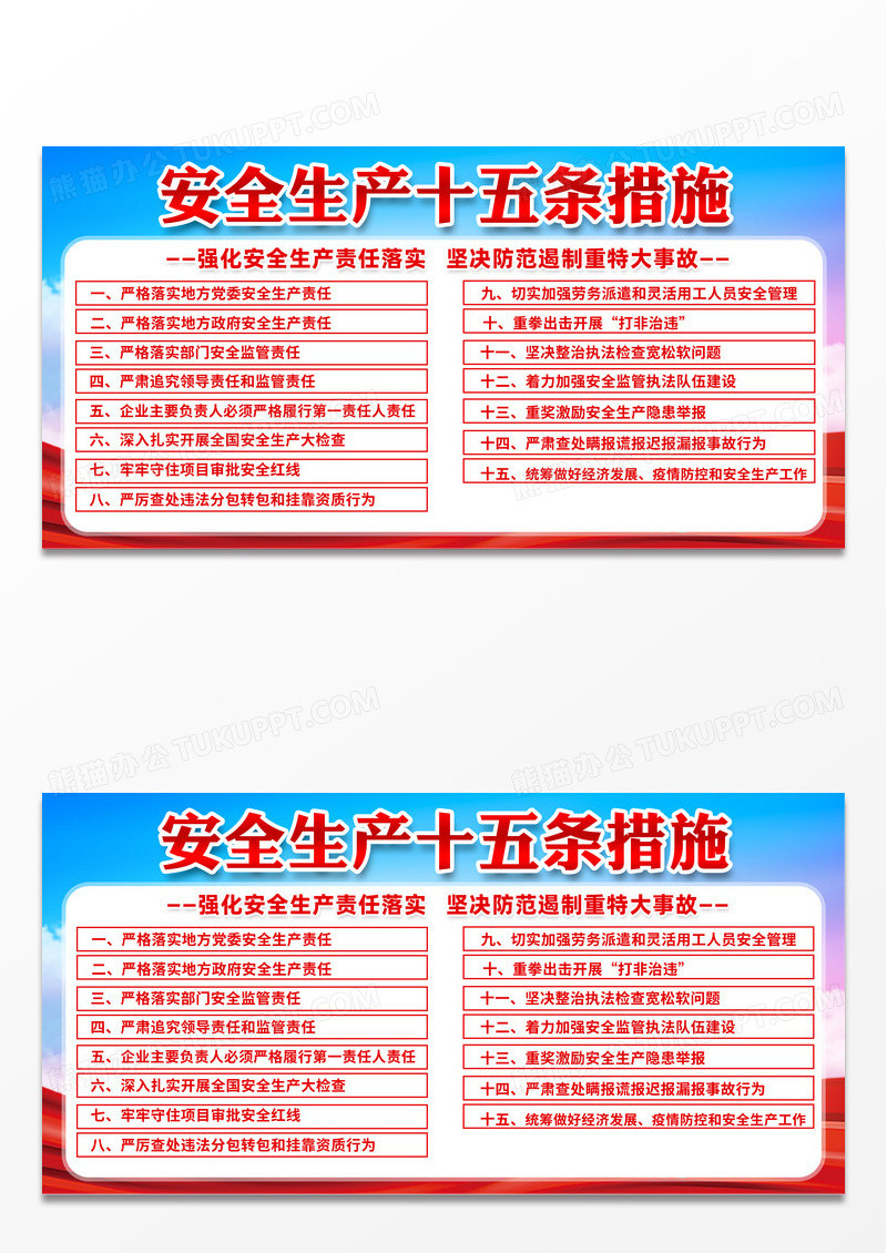 简约安全生产十五条措施展板宣传