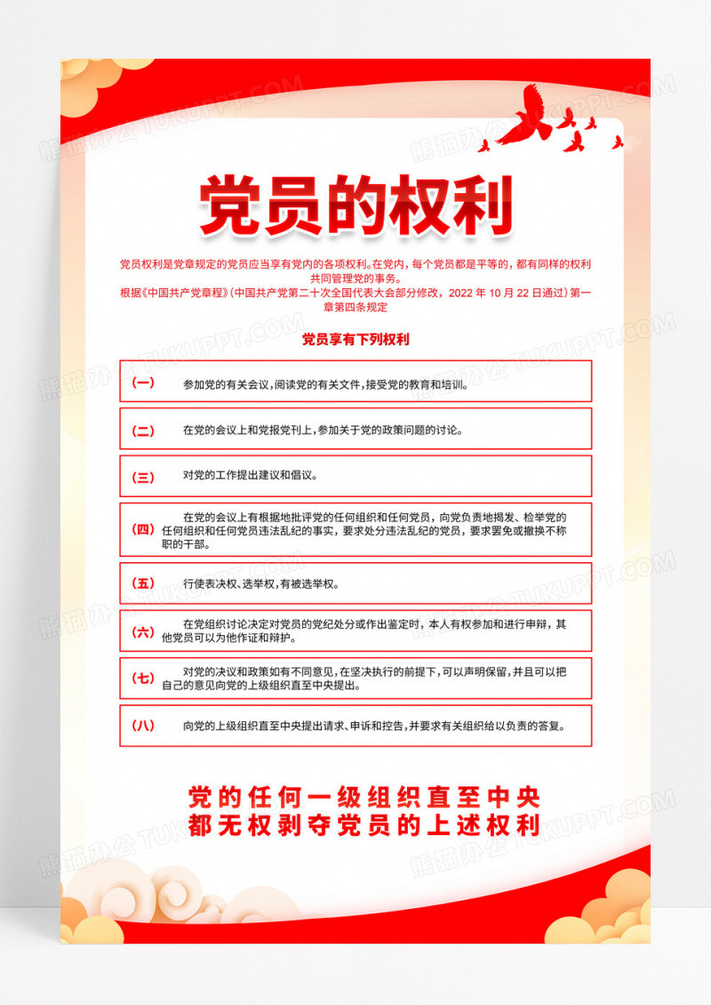 红色简约党员的权利宣传海报