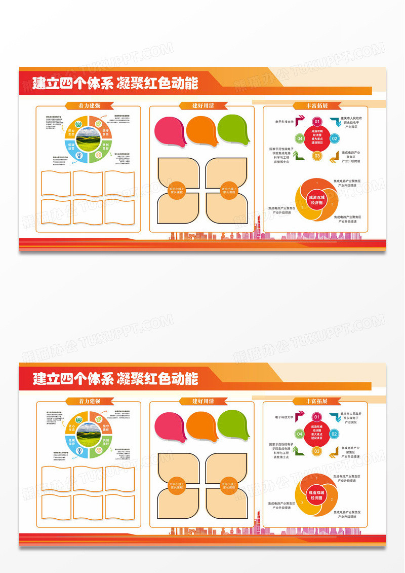 红色时尚简约企业建立四个体系凝聚红色动能宣传展板