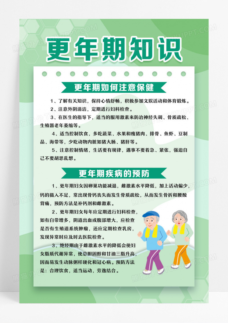 绿色简约更年期知识更年期知识海报设计 