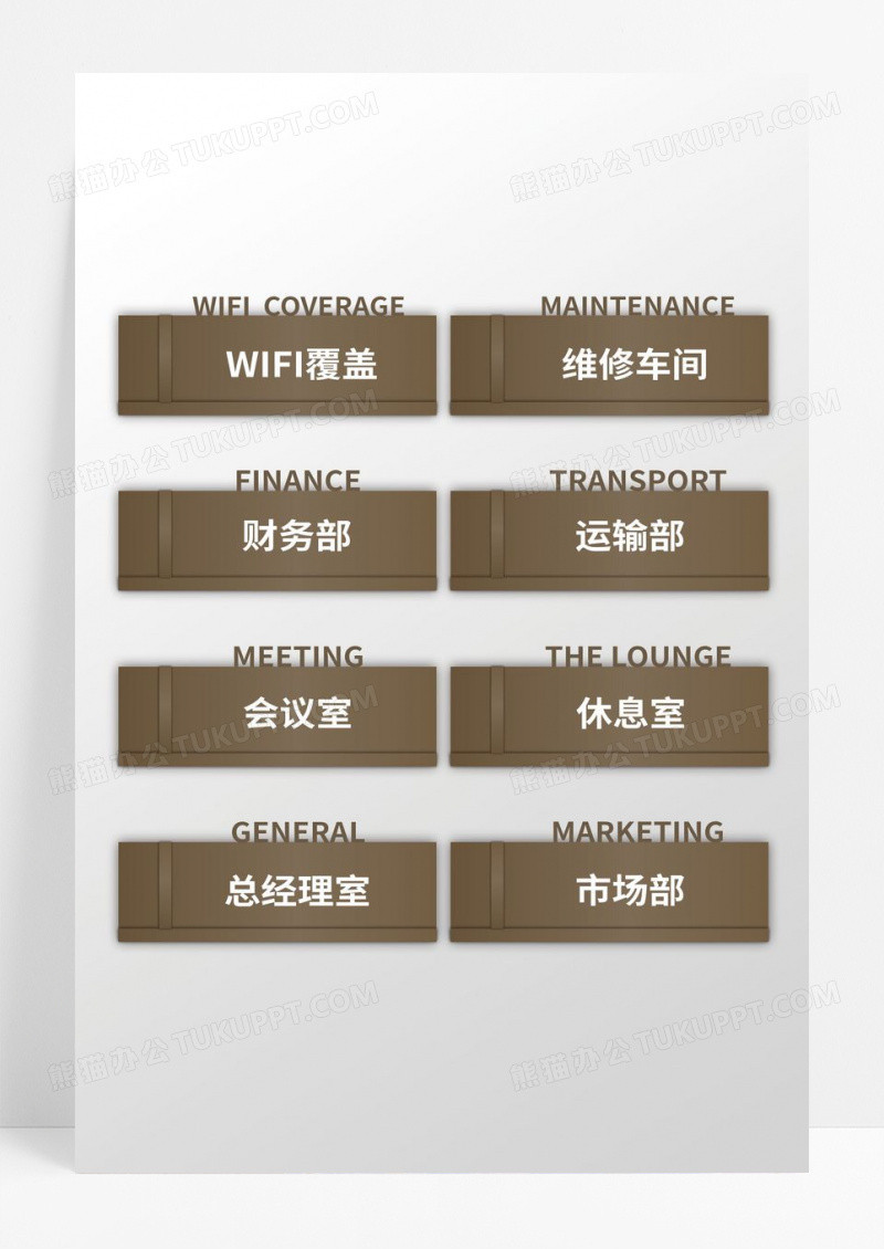 棕色铜制商务英文公司导视牌标牌办公室门牌