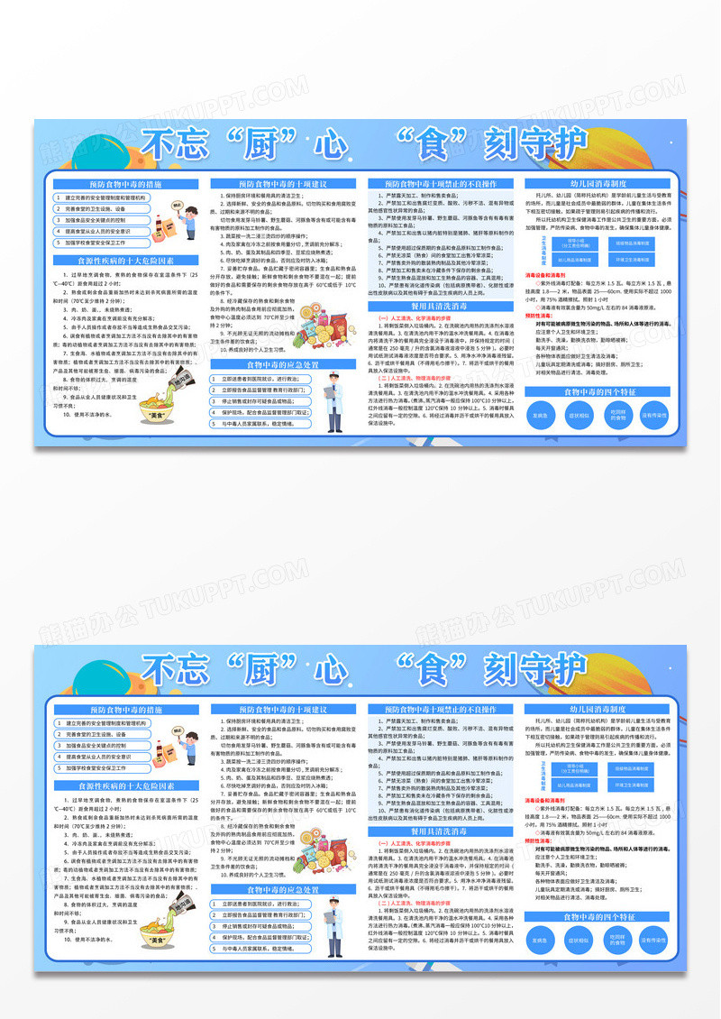 蓝色卡通幼儿园食品安全知识教育宣传栏