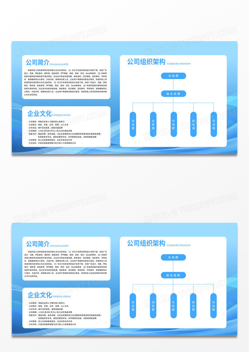 蓝色企业科技公司企业组织架构宣传展板