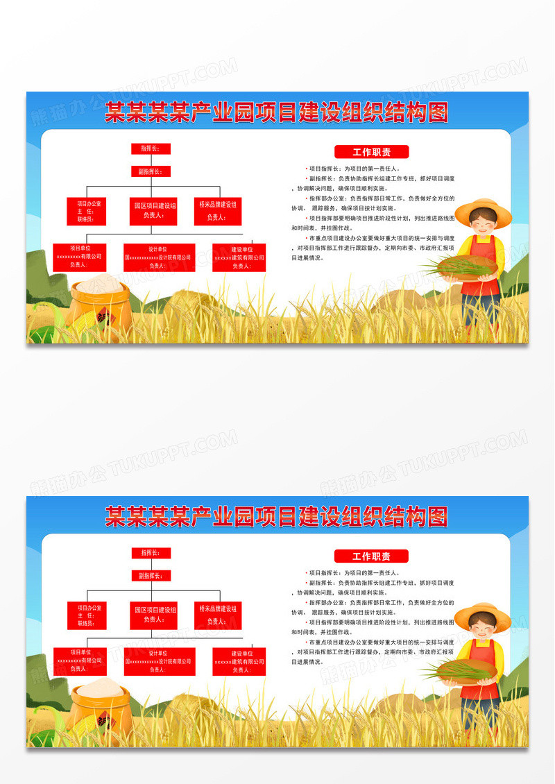 简约时尚产业园项目建设组织结构图宣传展板
