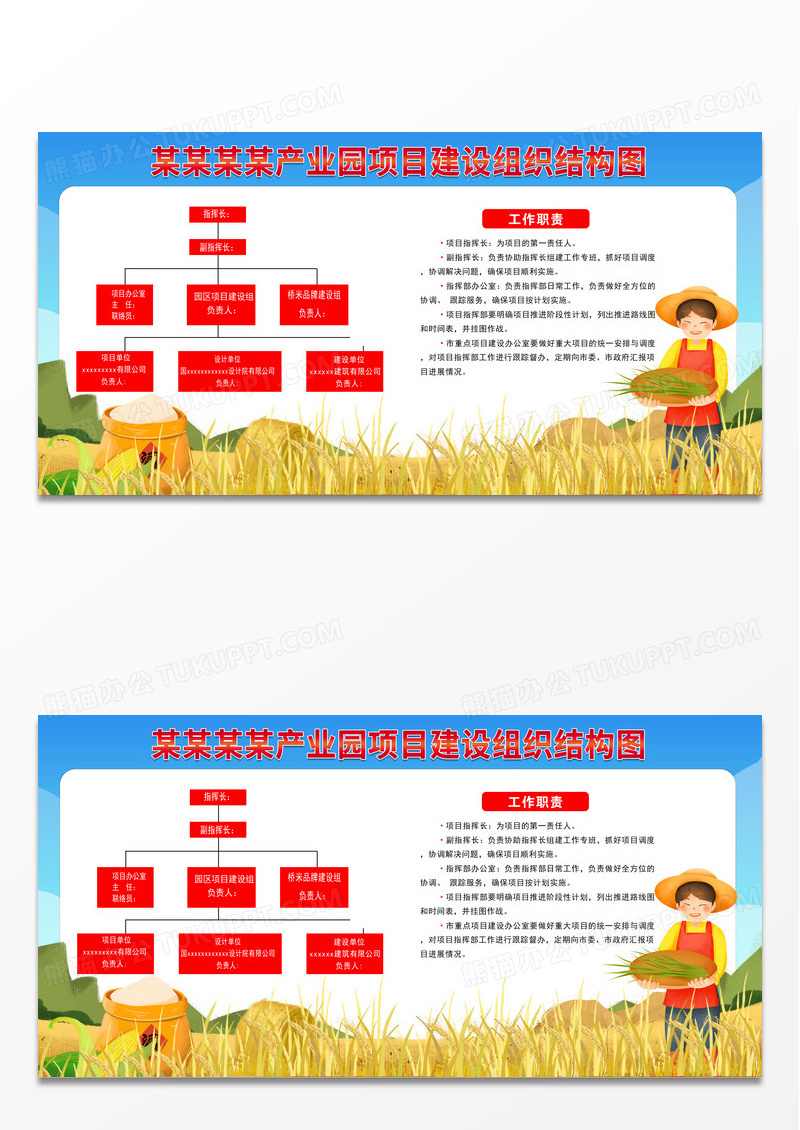 简约时尚产业园项目建设组织结构图宣传展板