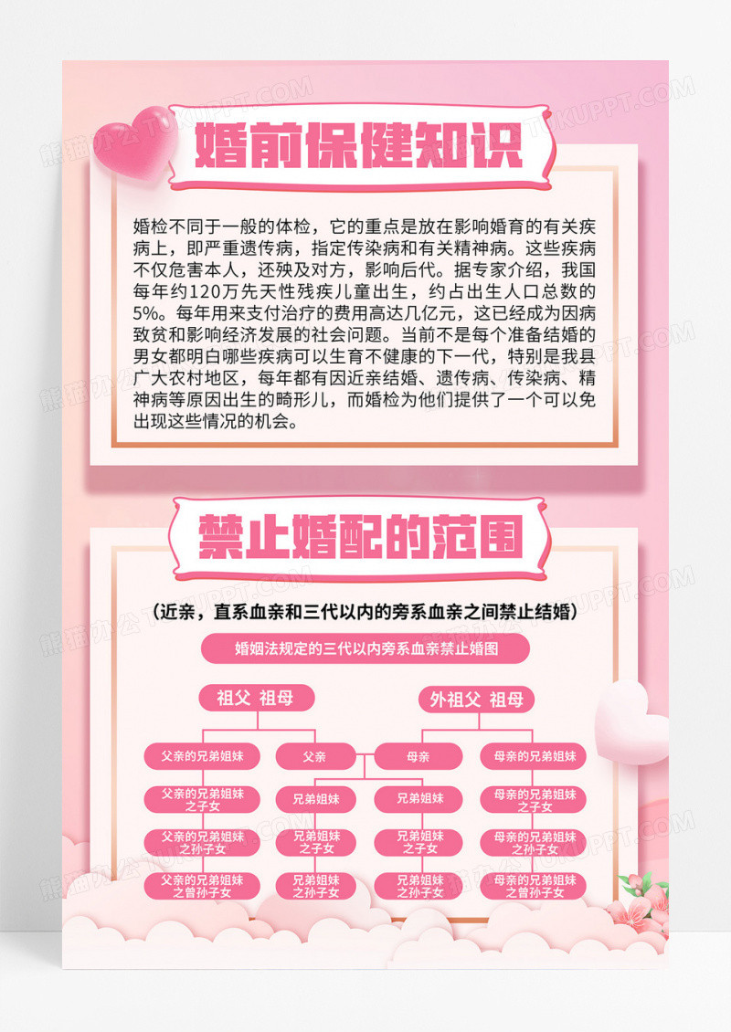 简约粉色婚前保健知识婚姻法科普海报