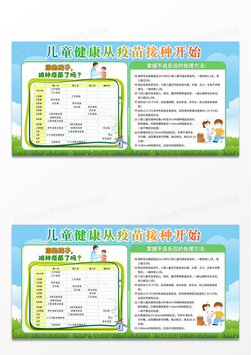 2024年蓝色全国儿童预防接种日知识宣传免疫规划疫苗使用指示展板预防接种宣传栏