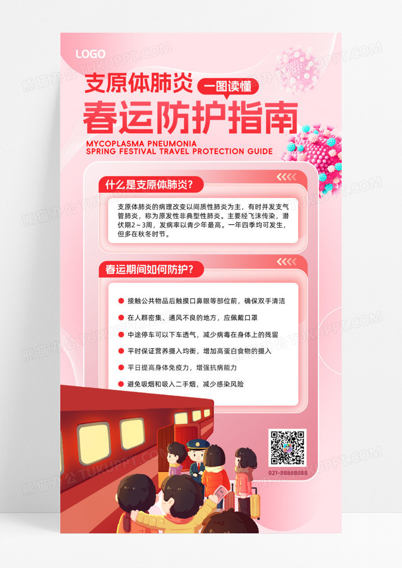 通用支原体肺炎春运防护指南知识科普手机宣传海报