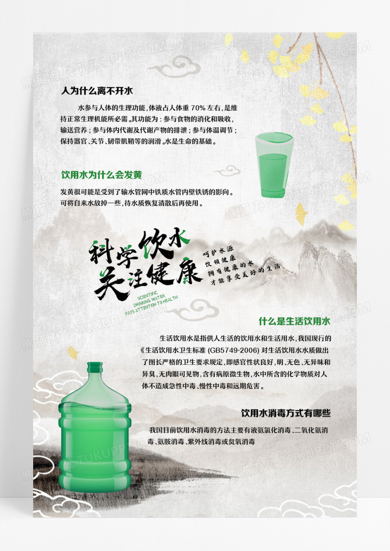 科学饮水 关注健康饮用水卫生宣传海报设计
