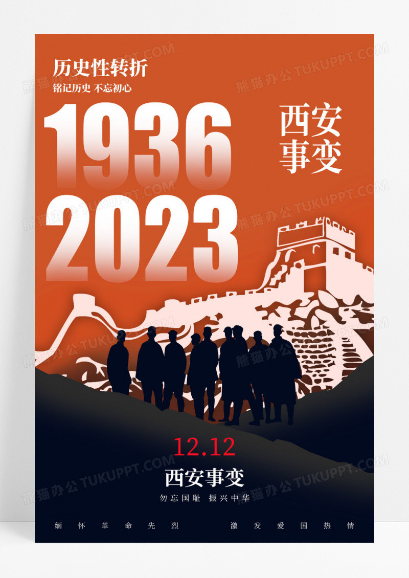 红色铭记历史不忘初心西安事变海报党建党政党课