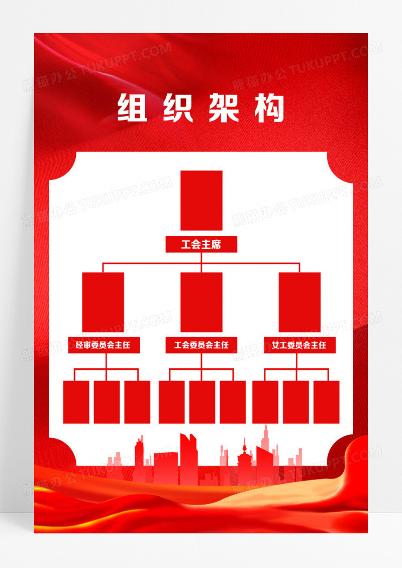 红色大气简约组织架构图海报设计