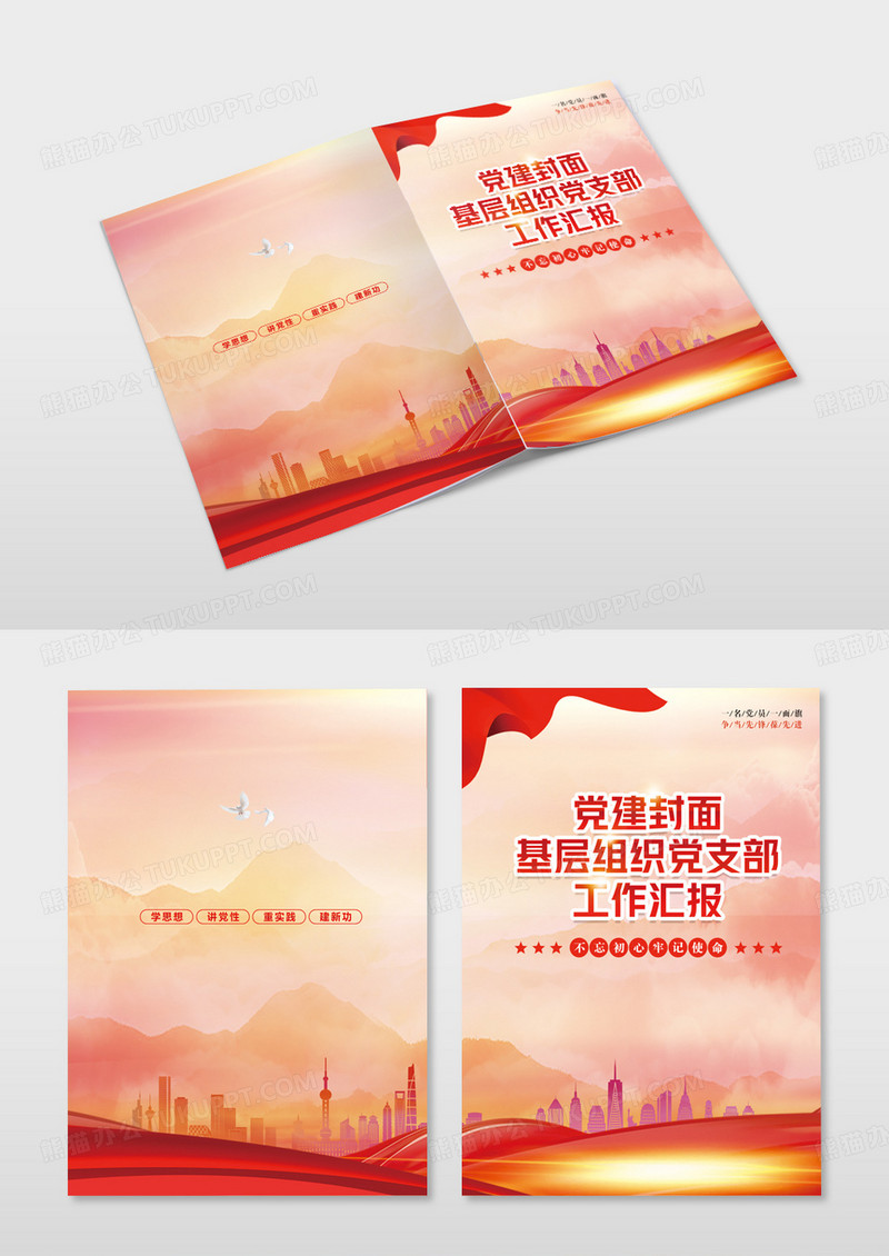 红色大气基层组织党支部党建封面工作汇报