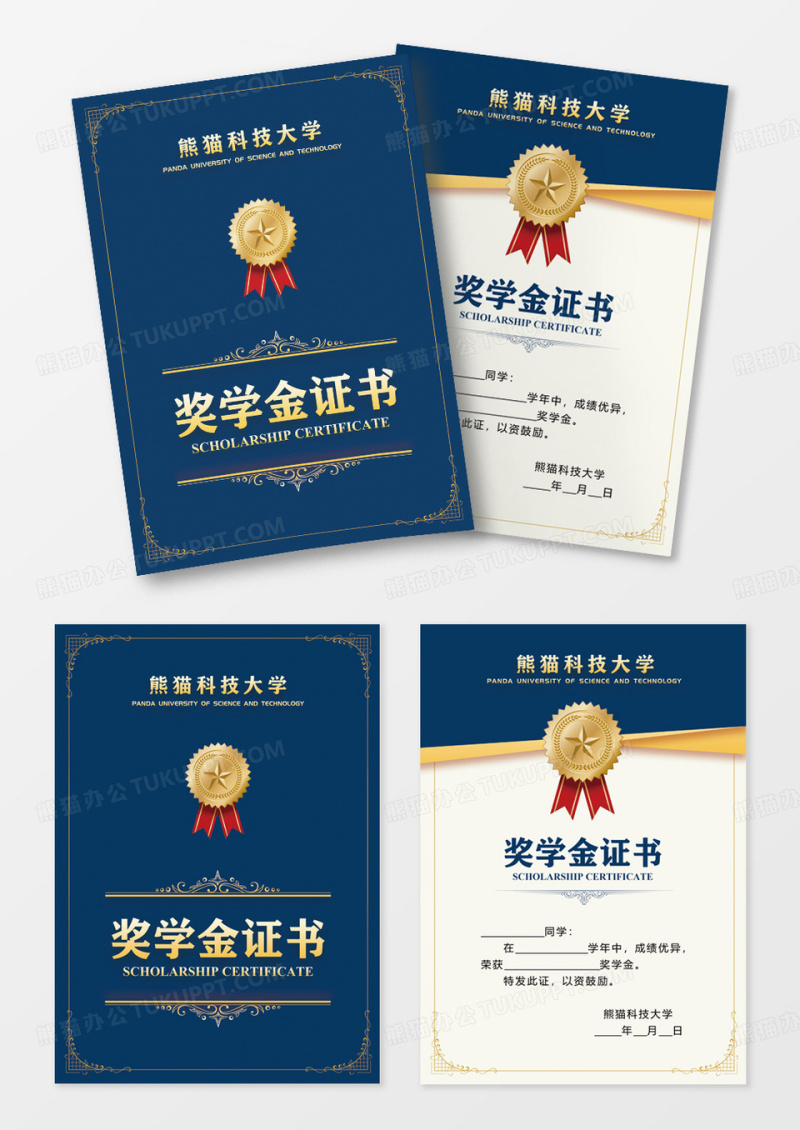 简约高端高等学院学校大学奖学金荣誉证书